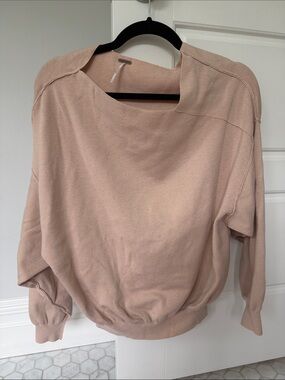 Free People Off-the-Shoulder Sweater in Dusty Blush